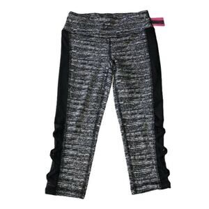 Material Girl Juniors Cropped Yoga Gym Athletic Leggings Size XS Noir Spacedye